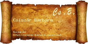 Csiszár Barbara névjegykártya